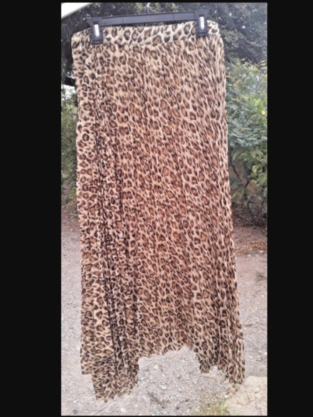 Pleated LEOPARD skirt MAXI ITALIAN Chiffon LONG size L NEW